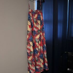 Tropical Leaf Print Midi Dress